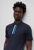 HUGO BOSS MERCERISED-COTTON POLO SHIRT WITH CONTRAST LOGO | NAVY