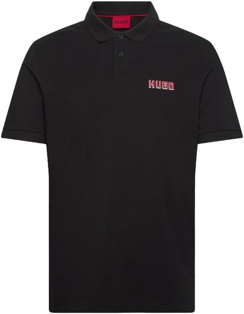 HUGO BOSS COTTON - PIQUE POLO SHIRT WITH LOGO PRINT | BLACK