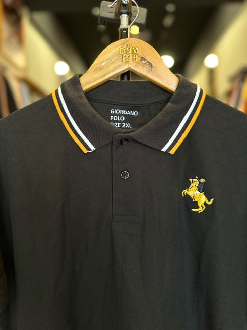 GIORDANO EMBROIDERY SHIRT 3D LION POLO MEN | BLACK