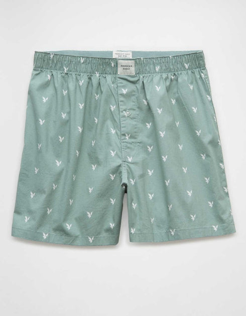AMERICAN EAGLE MEN'S TINY EAGLES STRETCH BOXER SHORT | LIGHT GREEN