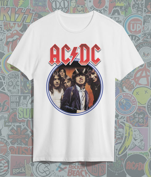 YOUTH CULTURE 'ACDC' POPULAR ROCK BAND TSHIRT UNISEX | WHITE