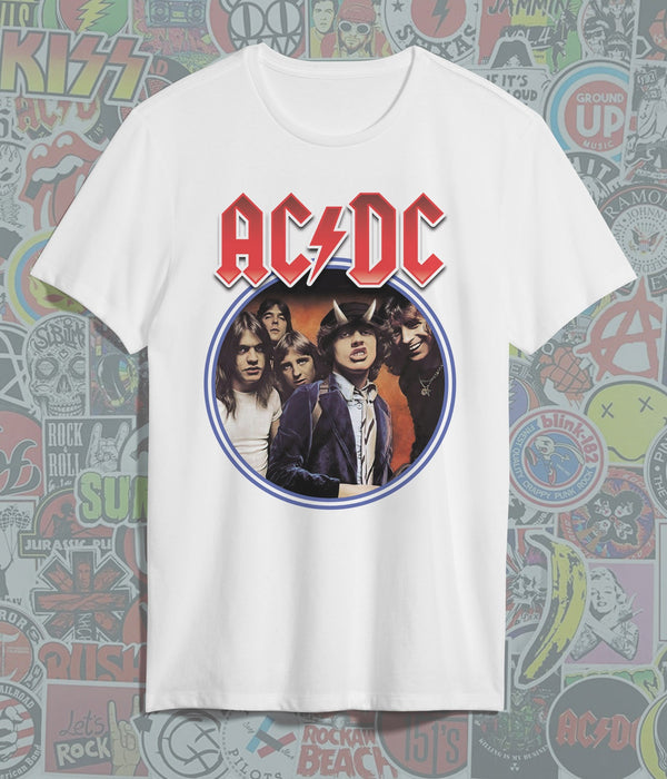 YOUTH CULTURE 'ACDC' POPULAR ROCK BAND TSHIRT UNISEX | WHITE
