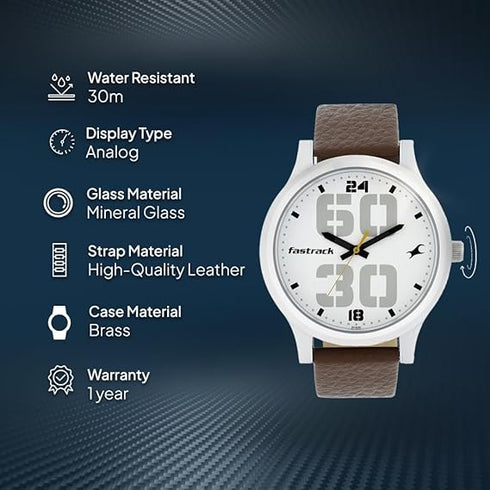 Fastrack Bold Analog White Dial Men's Watch
