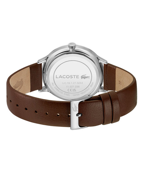 LACOSTE MEN'S BLACK DIAL BROWN LEATHER WATCH