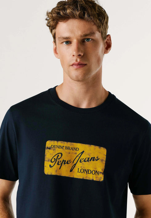 PEPE JEANS BASIC SUEN TEE WITH PRINTED LOGO | NAVY