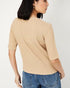 KIABI WOMEN'S CREW NECK RIBBED HALF SLEEVE TOP | BEIGE