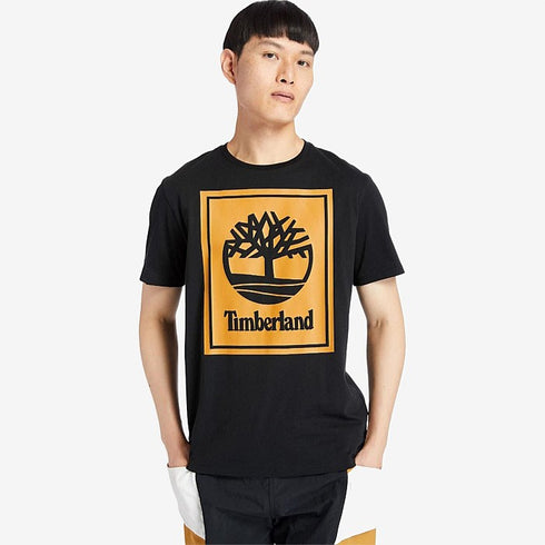 TIMBERLAND-REGULAR FIT-STACK LOGO TEE SHIRT FOR MEN | CLASSIC BLACK