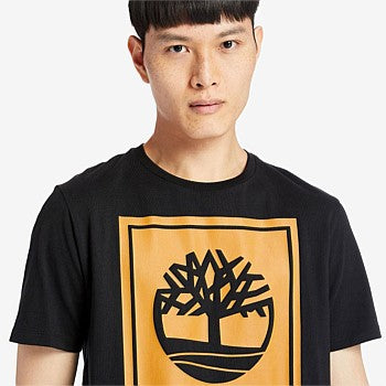 TIMBERLAND-REGULAR FIT-STACK LOGO TEE SHIRT FOR MEN | CLASSIC BLACK
