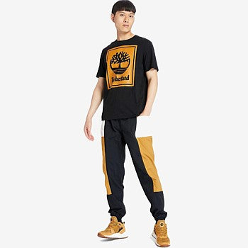 TIMBERLAND-REGULAR FIT-STACK LOGO TEE SHIRT FOR MEN | CLASSIC BLACK