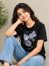 ALL BASICS BLACK GRAPHIC PRINT CREW NECK T-SHIRT GIRLS