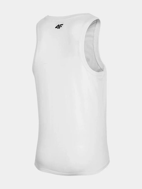 White Tank Top for Men with Print - 4F Sando