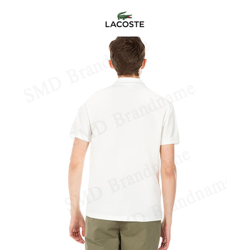 LACOSTE MEN SLIM SHORT SLEEVE EMBROIDERED LOGO SHIRT | WHITE
