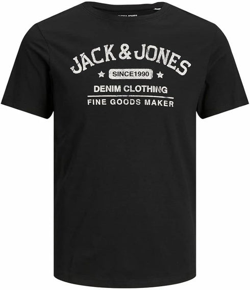 JACK & JONES MEN’S PREMIUM BLACK PRINTED T-SHIRT-CREW NECK