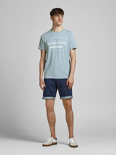 JACK & JONES MEN'S JJE JEANS TEE SS CREW NECK NOOS | SKY BLUE