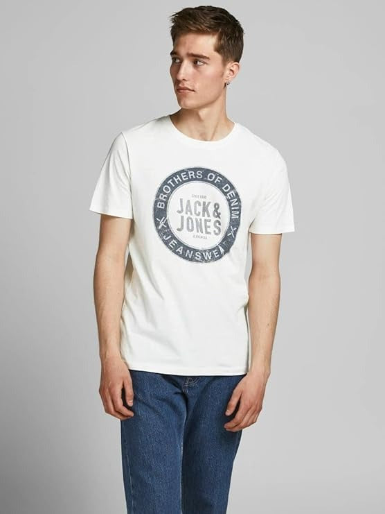 JACK & JONES MEN'S O-NECK T-SHIRT | WHITE