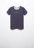 M.A.N.G.O-WOMEN EMBROIDERED LOGO T-SHIRT | NAVY