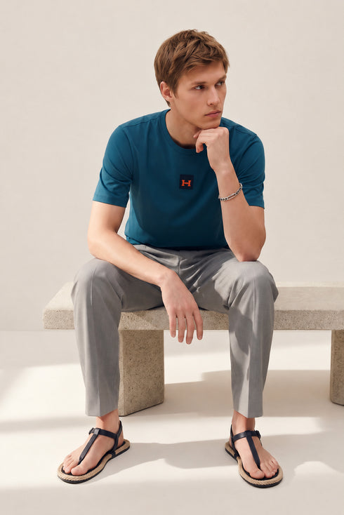 HERMES PARIS T-SHIRT LUXURY MERCERIZED COTTON | TEAL