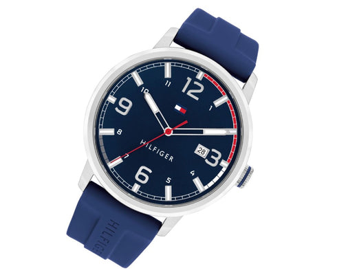 TOMMY HILFIGER MEN'S BLUE DIAL BLUE SILICONE WATCH