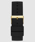GUESS Iconic Studded Men’s Watch – Black Silicone Strap, Gold-Tone Logo Dial