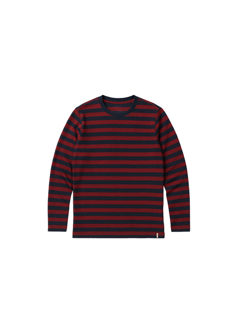 ANERKJENDT MENS STRIPED LONG SLEEVE T-SHIRT – NAVY & MAROON