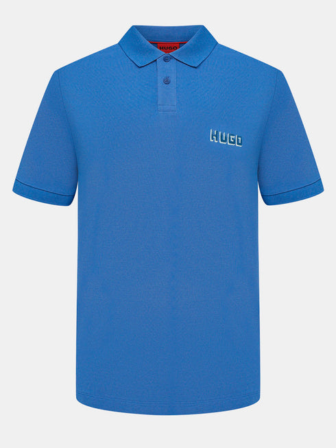 HUGO BOSS COTTON - PIQUE POLO SHIRT WITH LOGO PRINT | BLUE