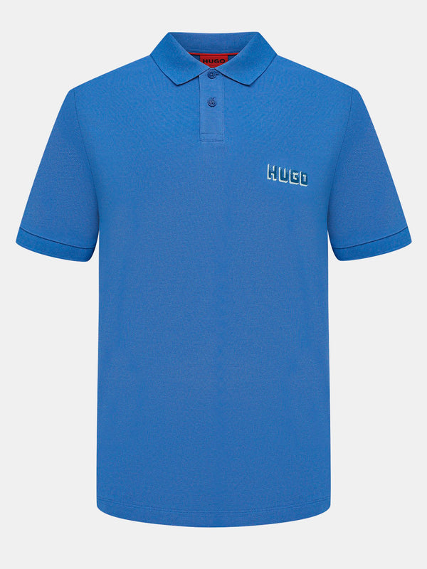 HUGO BOSS COTTON - PIQUE POLO SHIRT WITH LOGO PRINT | BLUE
