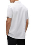 HUGO BOSS SLIM-FIT STRIPE-TRIM POLO SHIRT | WHITE