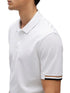 HUGO BOSS SLIM-FIT STRIPE-TRIM POLO SHIRT | WHITE
