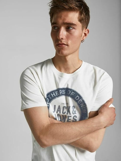 JACK & JONES MEN'S O-NECK T-SHIRT | WHITE