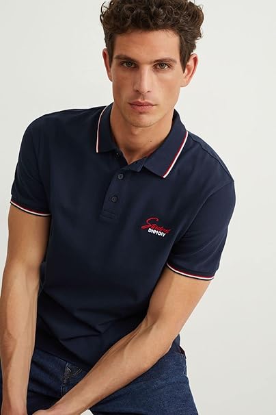 C&A MENS TIPPED POLO SHIRT | DARK BLUE