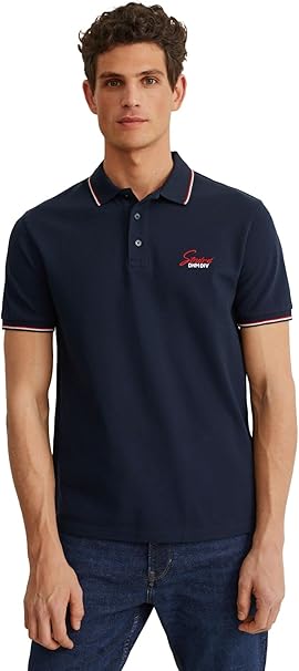 C&A MENS TIPPED POLO SHIRT | DARK BLUE