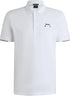 BOSS MEN'S PADDY OPEN 25 ACTIVE PADDY MERCERISED COTTON POLO SHIRT WITH GRID DETAIL | WHITE