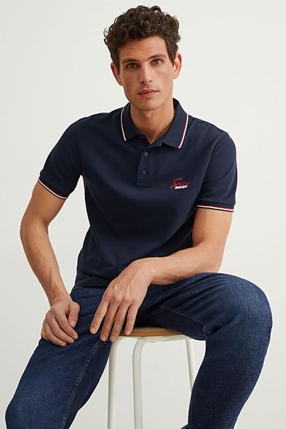 C&A MENS TIPPED POLO SHIRT | DARK BLUE