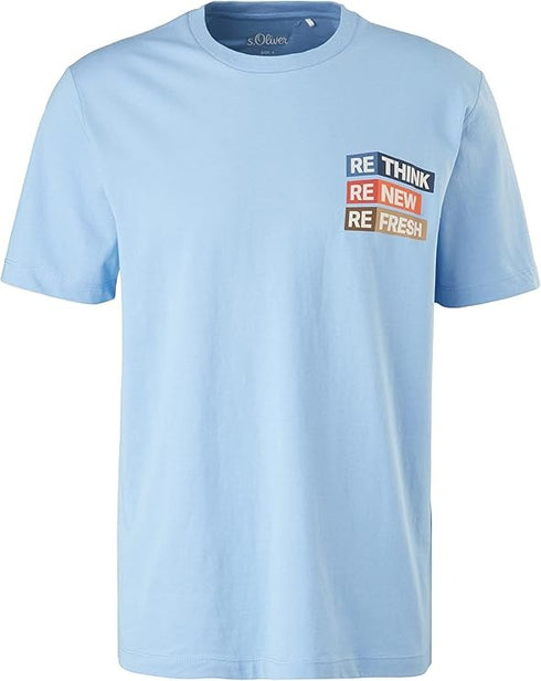 S.OLIVER PREMIUM FRONT PRINT T-SHIRT | SKY BLUE