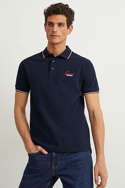 C&A MENS TIPPED POLO SHIRT | DARK BLUE