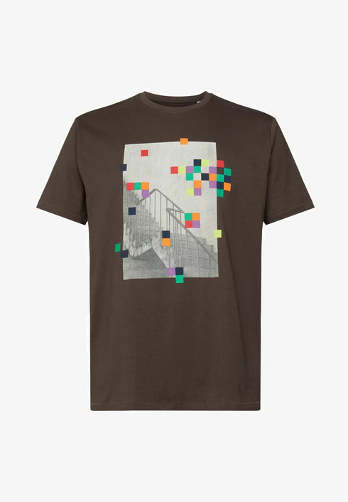 ESPRIT MEN T-SHIRT FRONT PRINT | BROWN