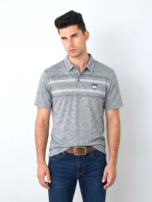 CAPTIVATING STRIPED POLO WITH DOG LOGO | GREY