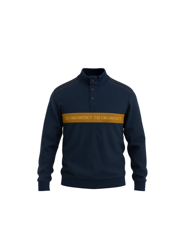 TOMTOMPSUN MEN’S HALF-PLACKET SWEATSHIRT NAVY BLUE