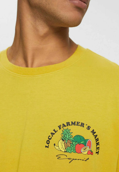 ESPRIT MEN T-SHIRT PRINT REGULER | DUSTY YELLOW