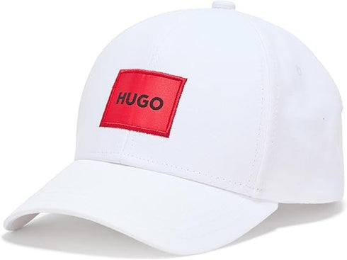 HUGO BOSS COTTON-TWILL CAP WITH RED LOGO LABEL | WHITE