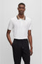 HUGO BOSS – COTTON PIQUÉ REGULAR-FIT POLO SHIRT WITH STRIPED COLLAR | WHITE