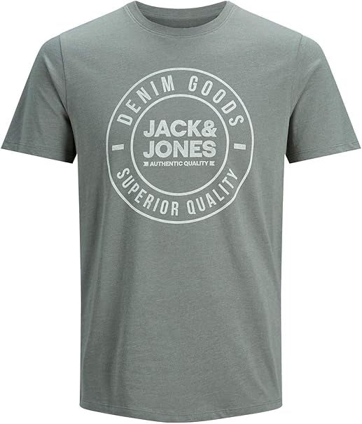 JACK & JONES MEN'S GRAPHIC SLIM FIT CREW NECK T-SHIRT | GREY
