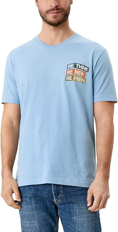 S.OLIVER PREMIUM FRONT PRINT T-SHIRT | SKY BLUE