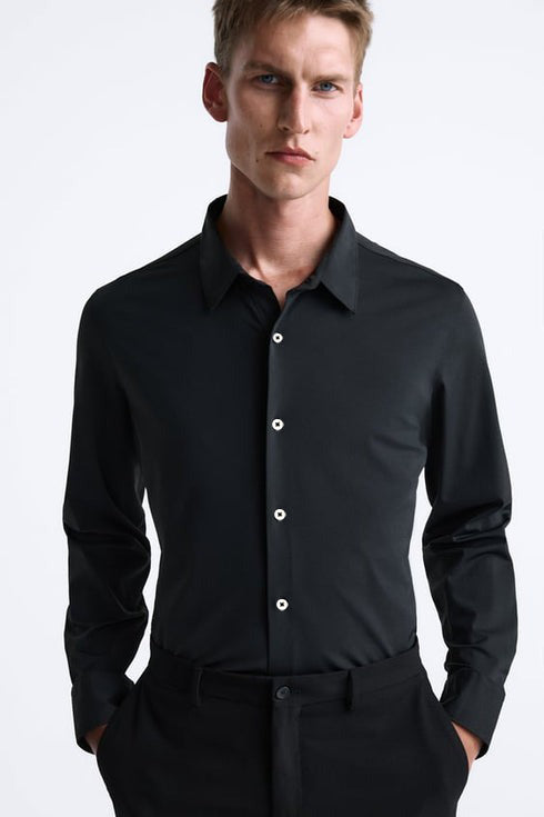 ZARA MENS PREMIUM COTTON SHIRT | BLACK
