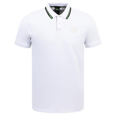 HUGO BOSS POLO SHIRT WITH EMBROIDERED LOGO | WHITE