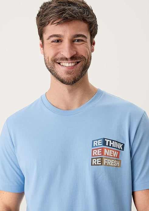 S.OLIVER PREMIUM FRONT PRINT T-SHIRT | SKY BLUE