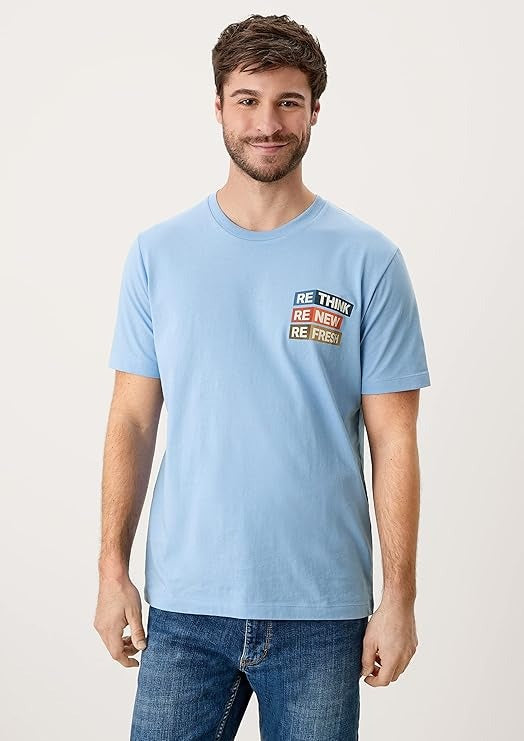 S.OLIVER PREMIUM FRONT PRINT T-SHIRT | SKY BLUE