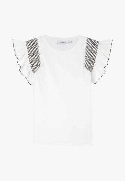 CONBIPEL SMOCK STICH - PRINT T- SHIRT | WHITE