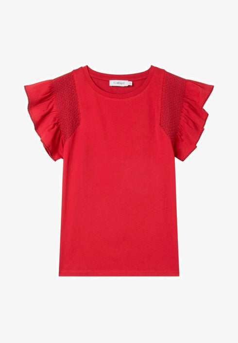 CONBIPEL SMOCK STICH - PRINT T- SHIRT | RED