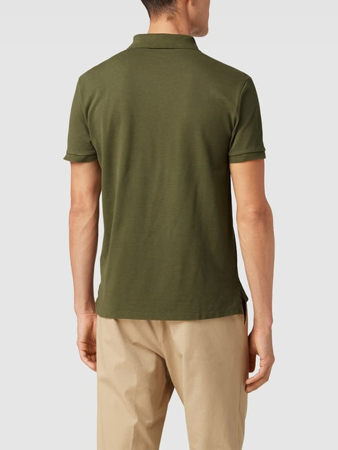 HUGO BOSS COTTON - PIQUE POLO SHIRT WITH LOGO PRINT | OLIVE GREEN
